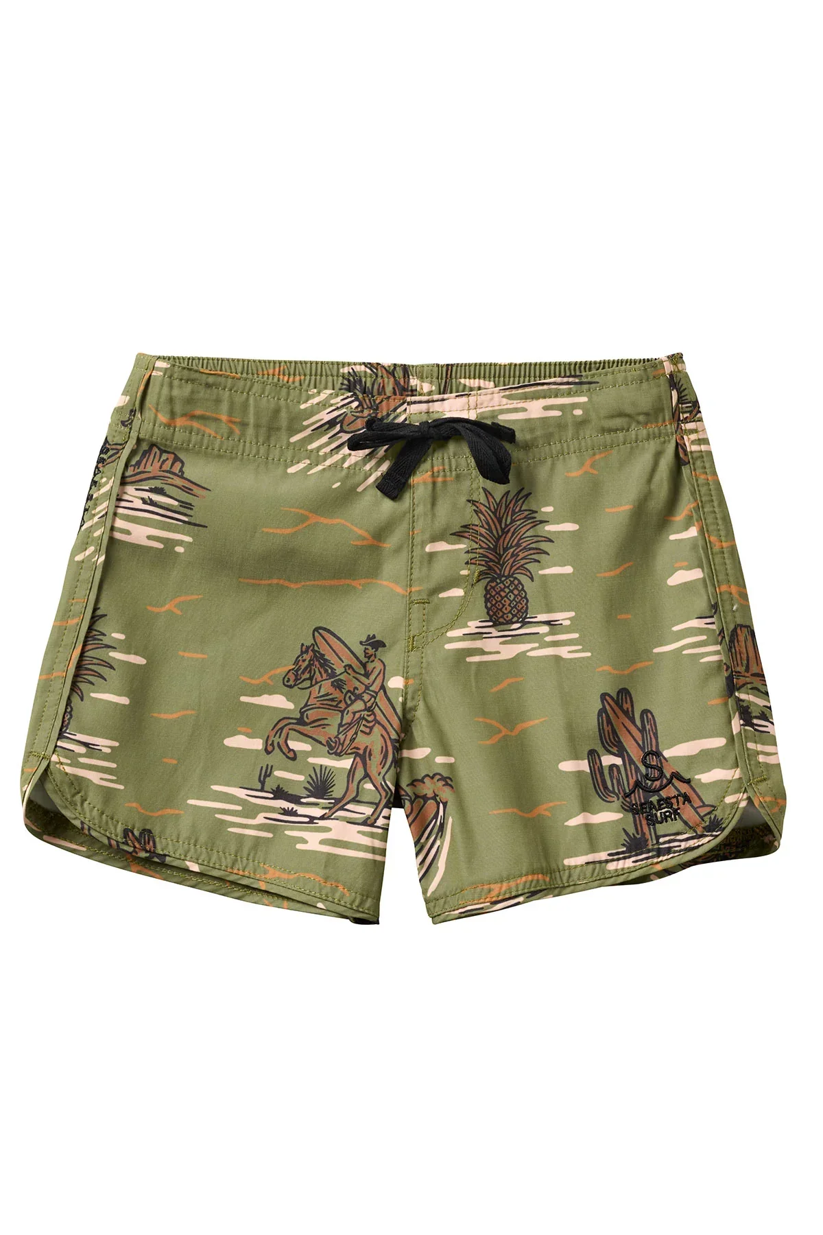 Seaesta Surf Boys Boardshorts – Scallop Retro Flare in Surfing Cowboy Cactus