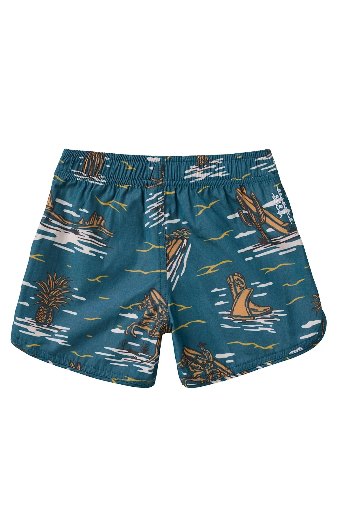 Seaesta Surf Boys Boardshorts – Scallop Retro Flare in Surfing Cowboy Bonanza Blue