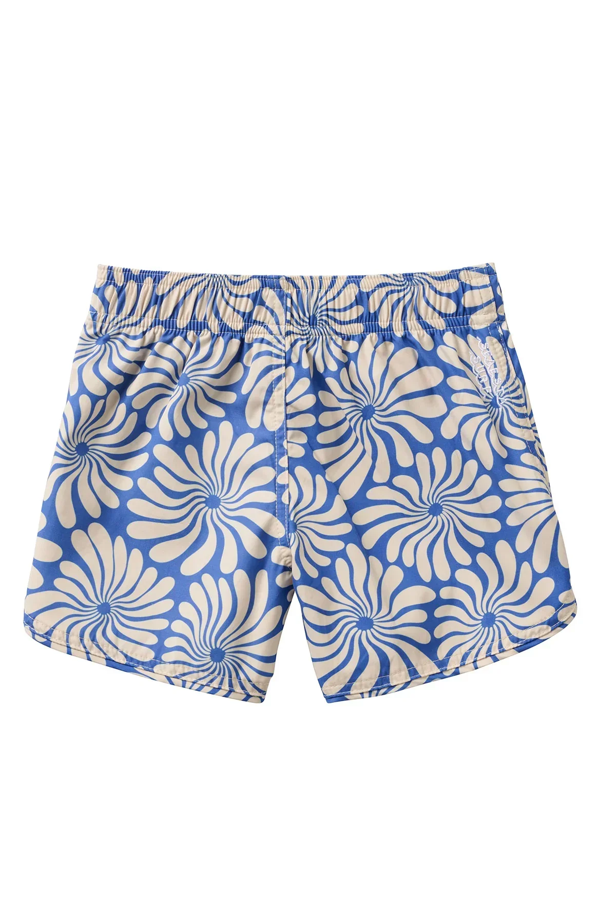 Seaesta Surf Boys Boardshorts – Scallop Retro Flare in Wavy Flowers Navy Blue