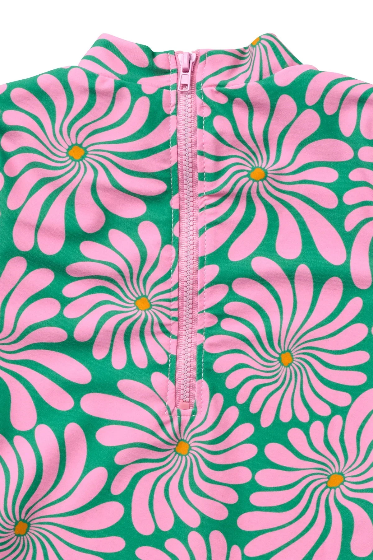 Wavy Floral / Long Sleeve Surf Suit Swimsuit / Azalea