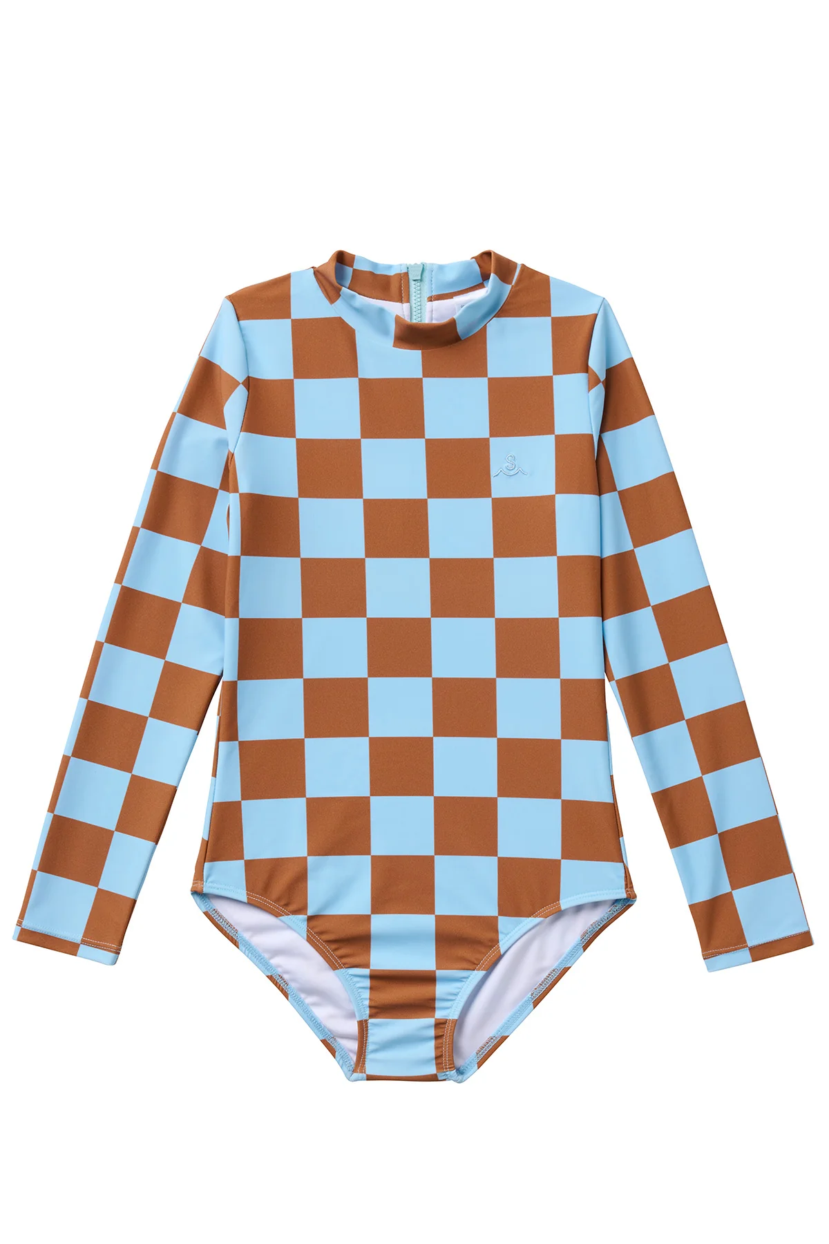 Seaesta Surf x Heather Taylor Home / Candy Check Long Sleeve Swimsuit / Sky Blue