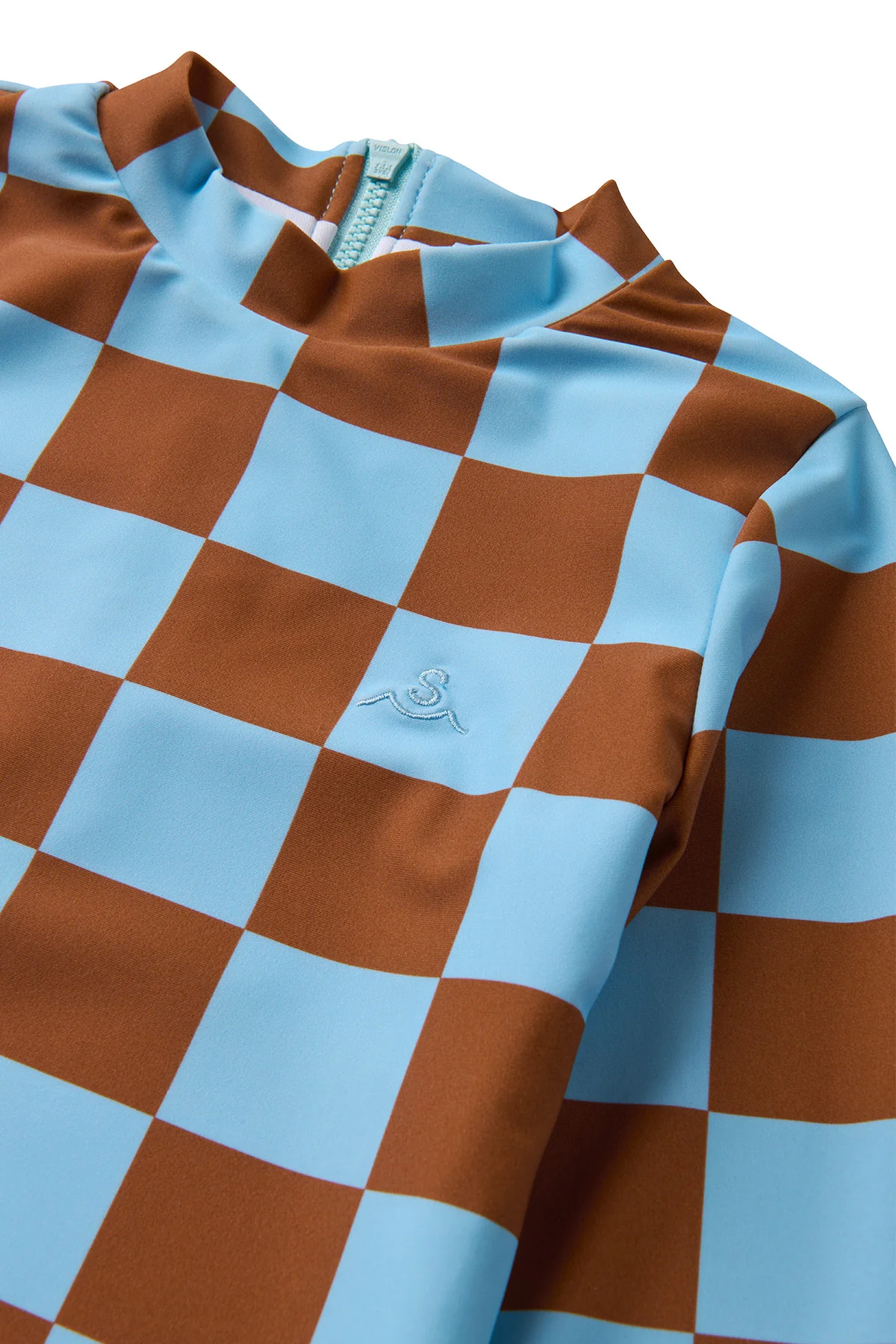 Seaesta Surf x Heather Taylor Home / Candy Check Long Sleeve Swimsuit / Sky Blue