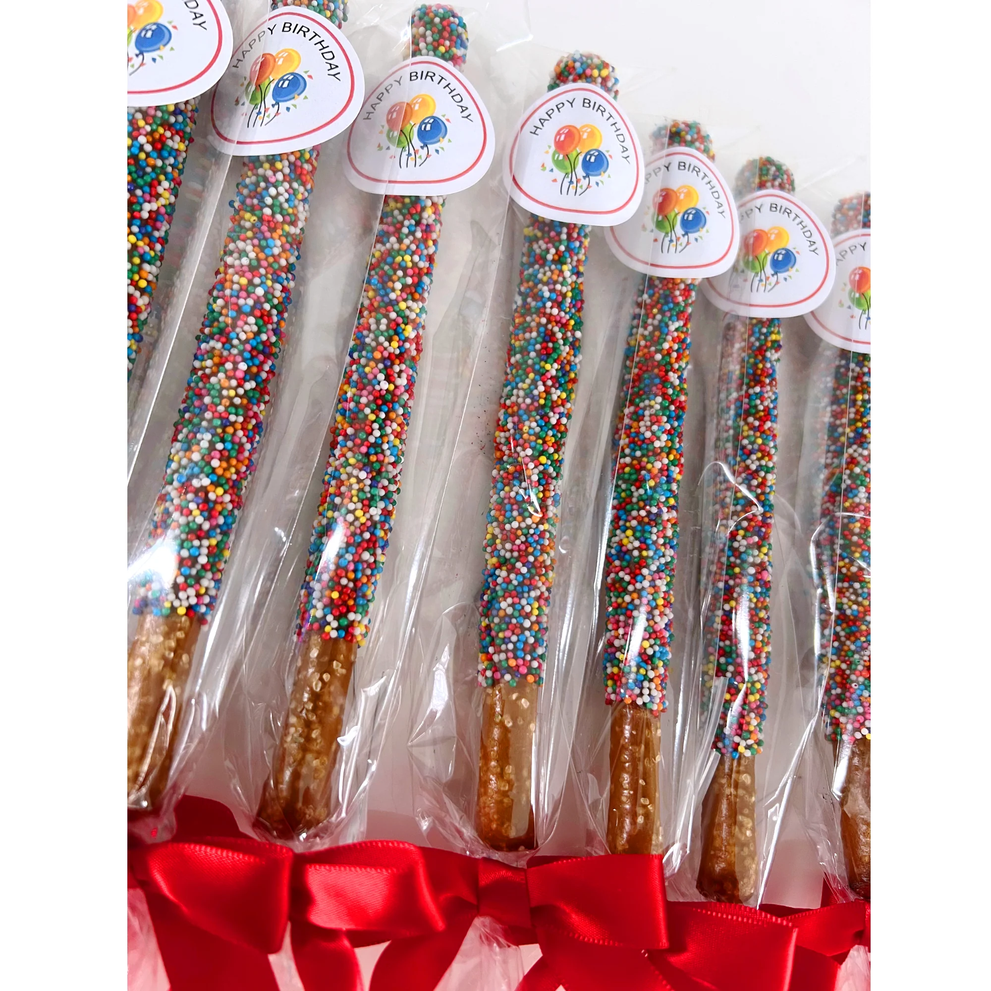 Happy Birthday Chocolate Covered Pretzel Rods