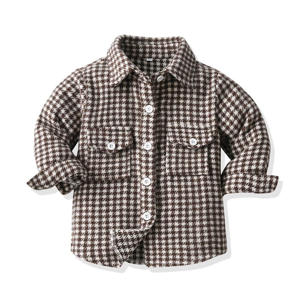Spring and autumn children's long sleeved plaid shirt Wholesale Kids Clothing