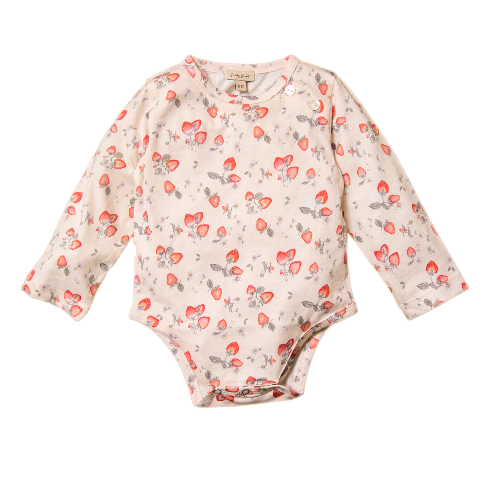 Strawberry jersey onesie - Peach