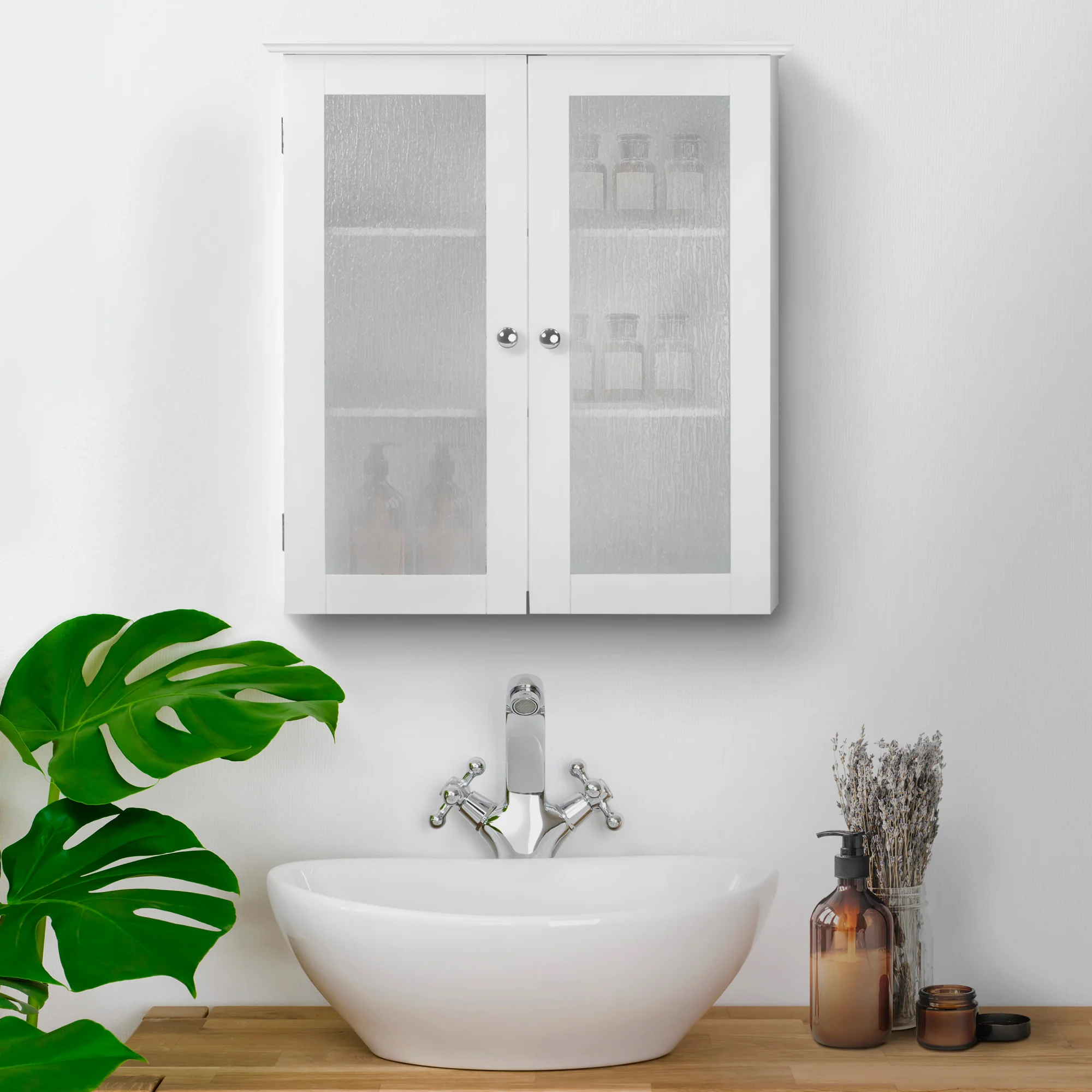 Teamson Home Connor Removable Two-Door Wall Cabinet, White