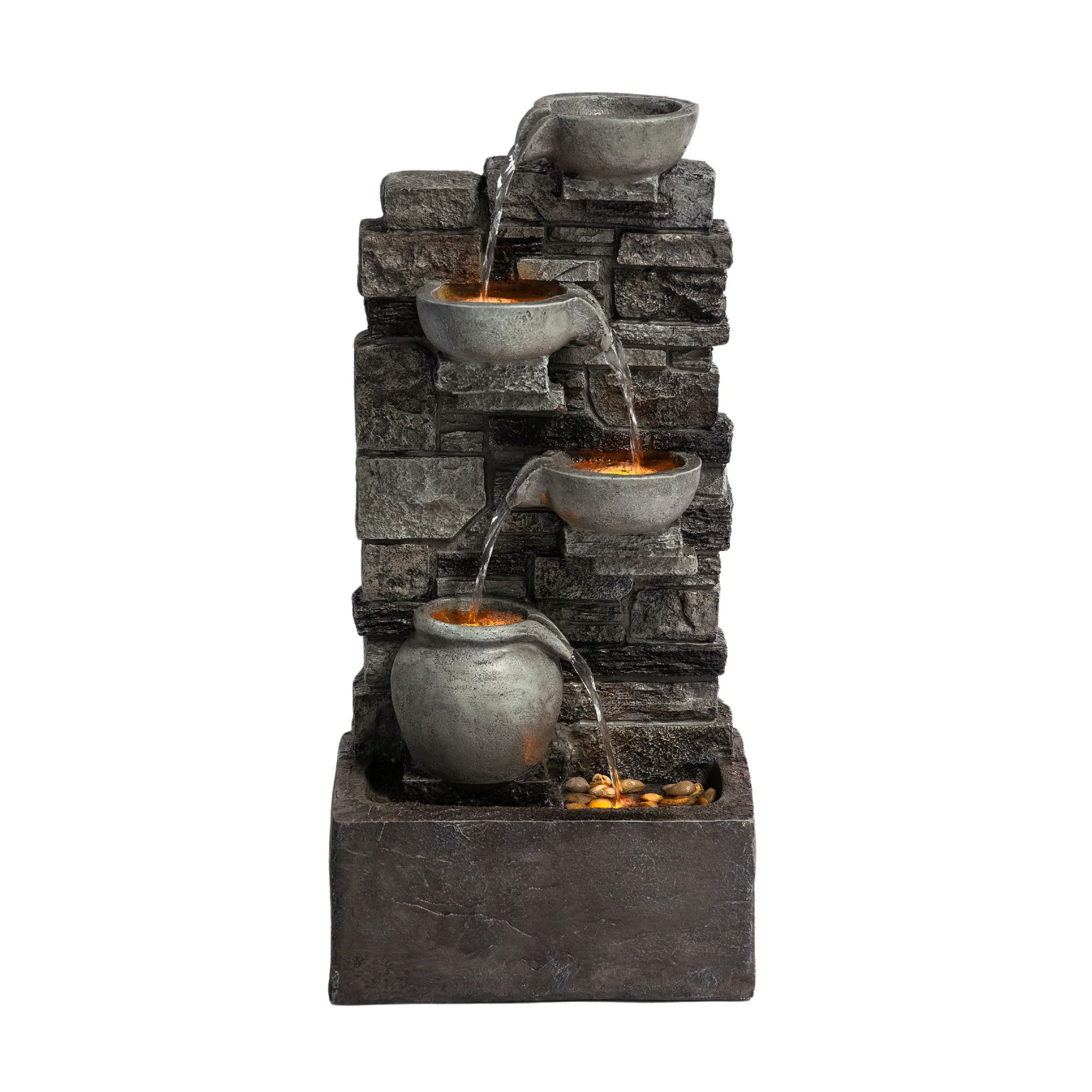 Teamson Home 28.5 Outdoor 4-Tier Cascading Water Fountain with LED Lights