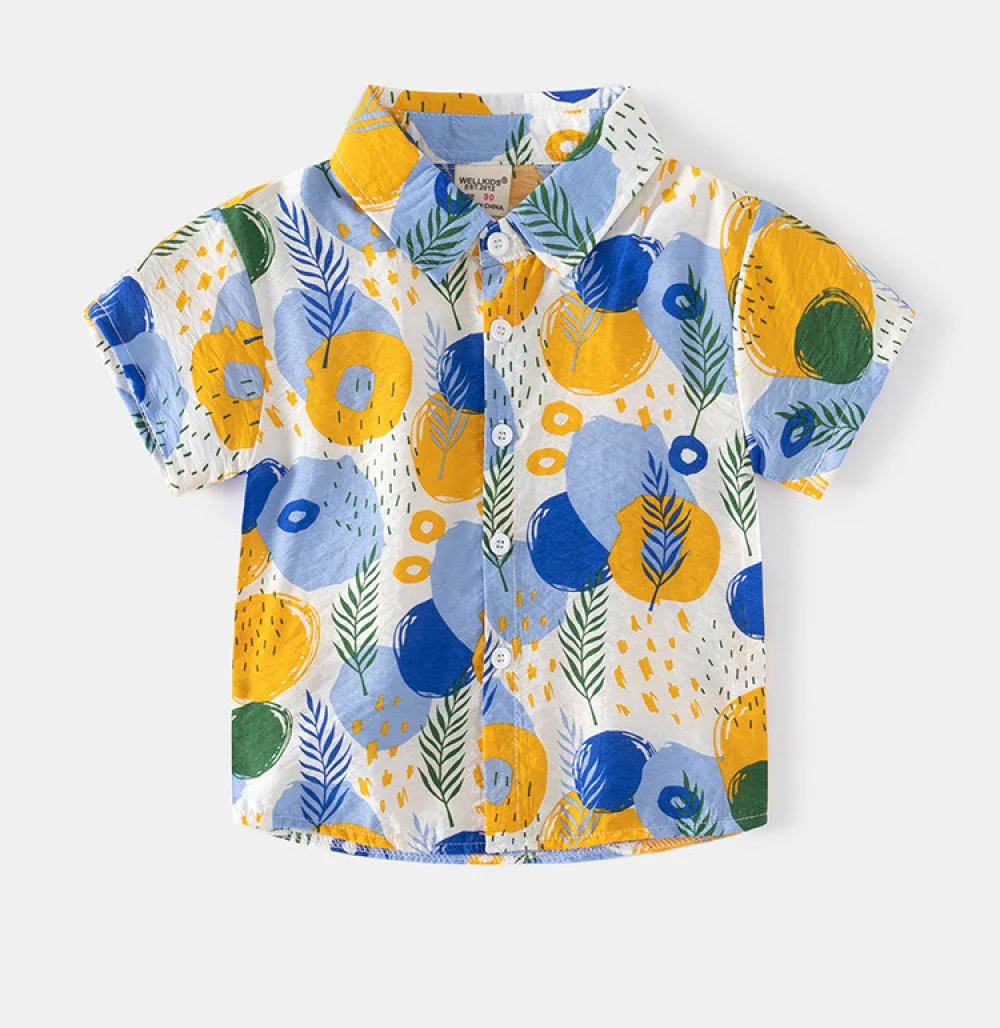 Summer Boys' Short Sleeve Fashion Pattern Shirt Wholesale Kids Clothing