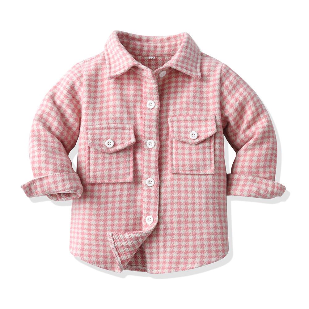 Spring and autumn children's long sleeved plaid shirt Wholesale Kids Clothing