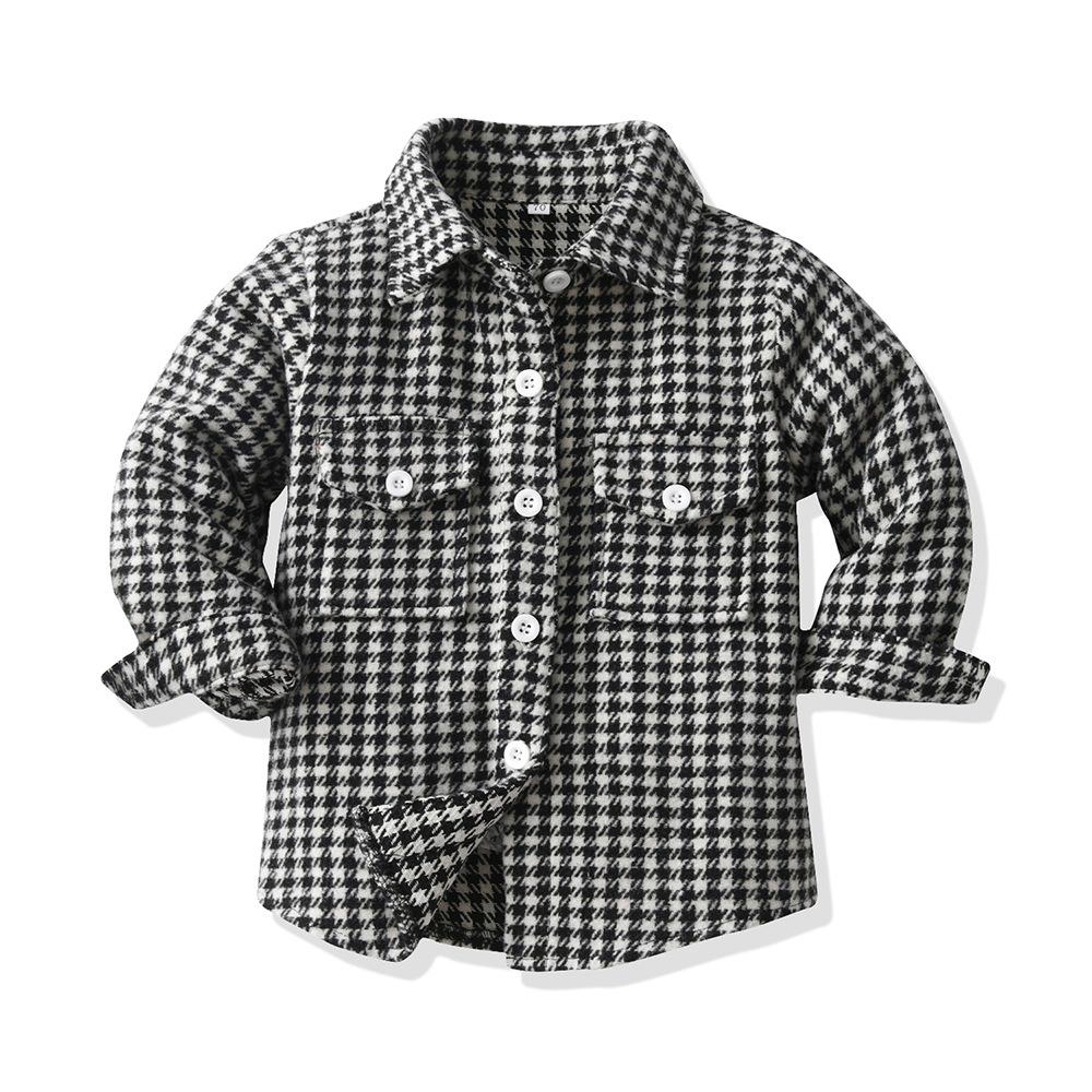 Spring and autumn children's long sleeved plaid shirt Wholesale Kids Clothing