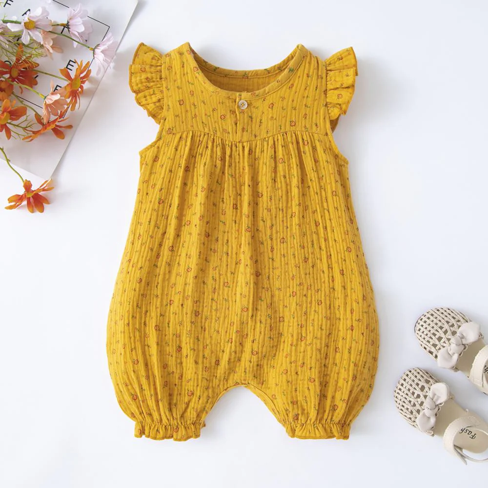 Baby girl small floral floral sleeve conjoined body Infant conjoined clothing Cheap Baby Clothes Wholesale