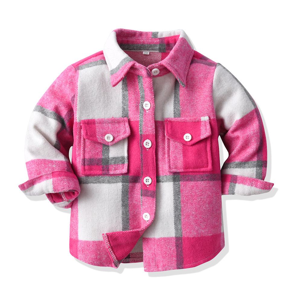 Spring and autumn children's long sleeved plaid shirt Wholesale Kids Clothing