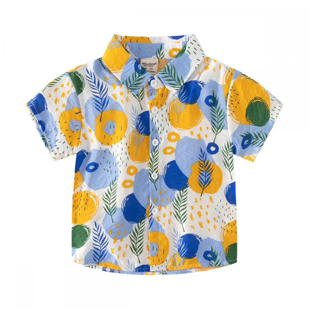 Summer Boys' Short Sleeve Fashion Pattern Shirt Wholesale Kids Clothing
