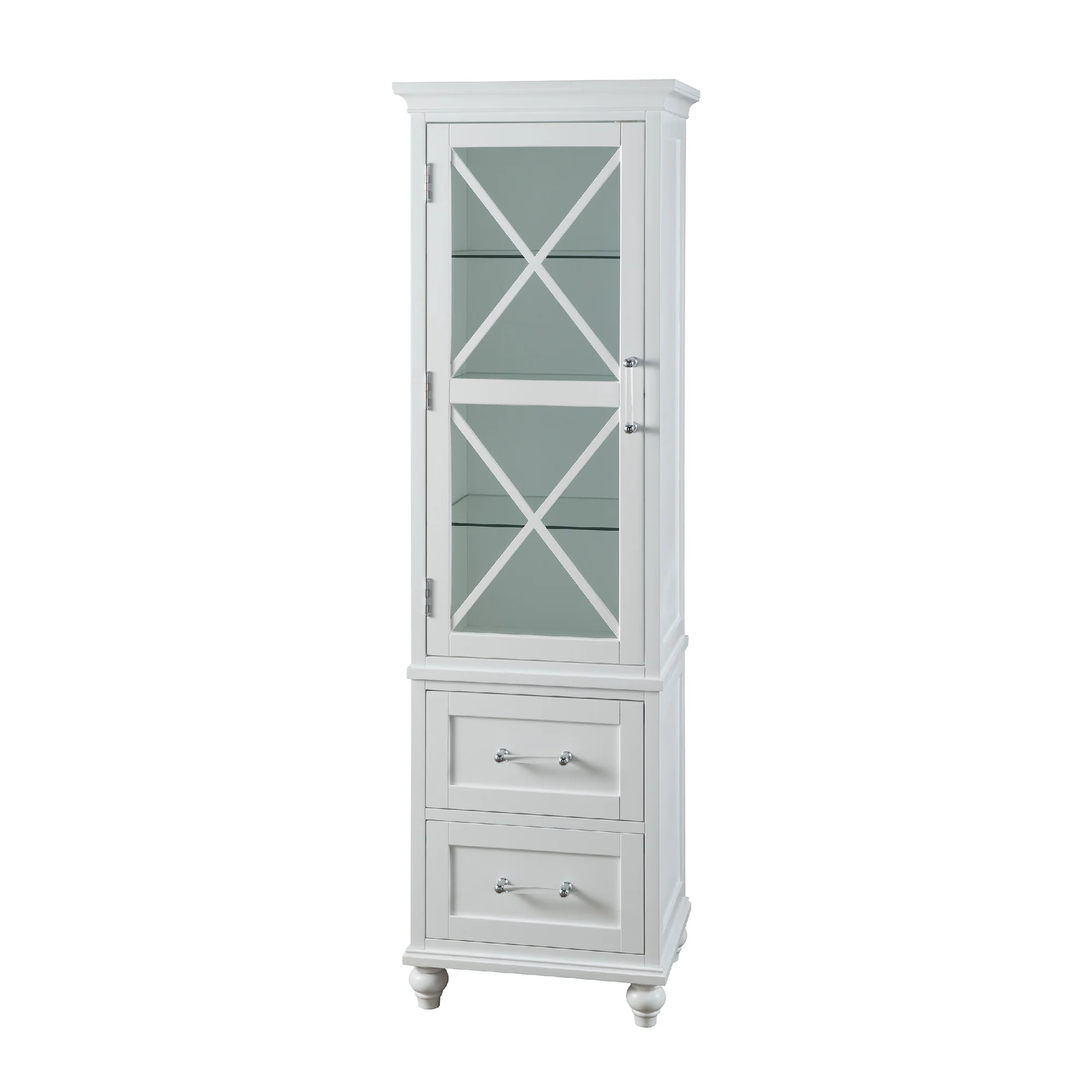Teamson Home Blue Ridge Linen Tower Cabinet with Adjustable Shelves, White