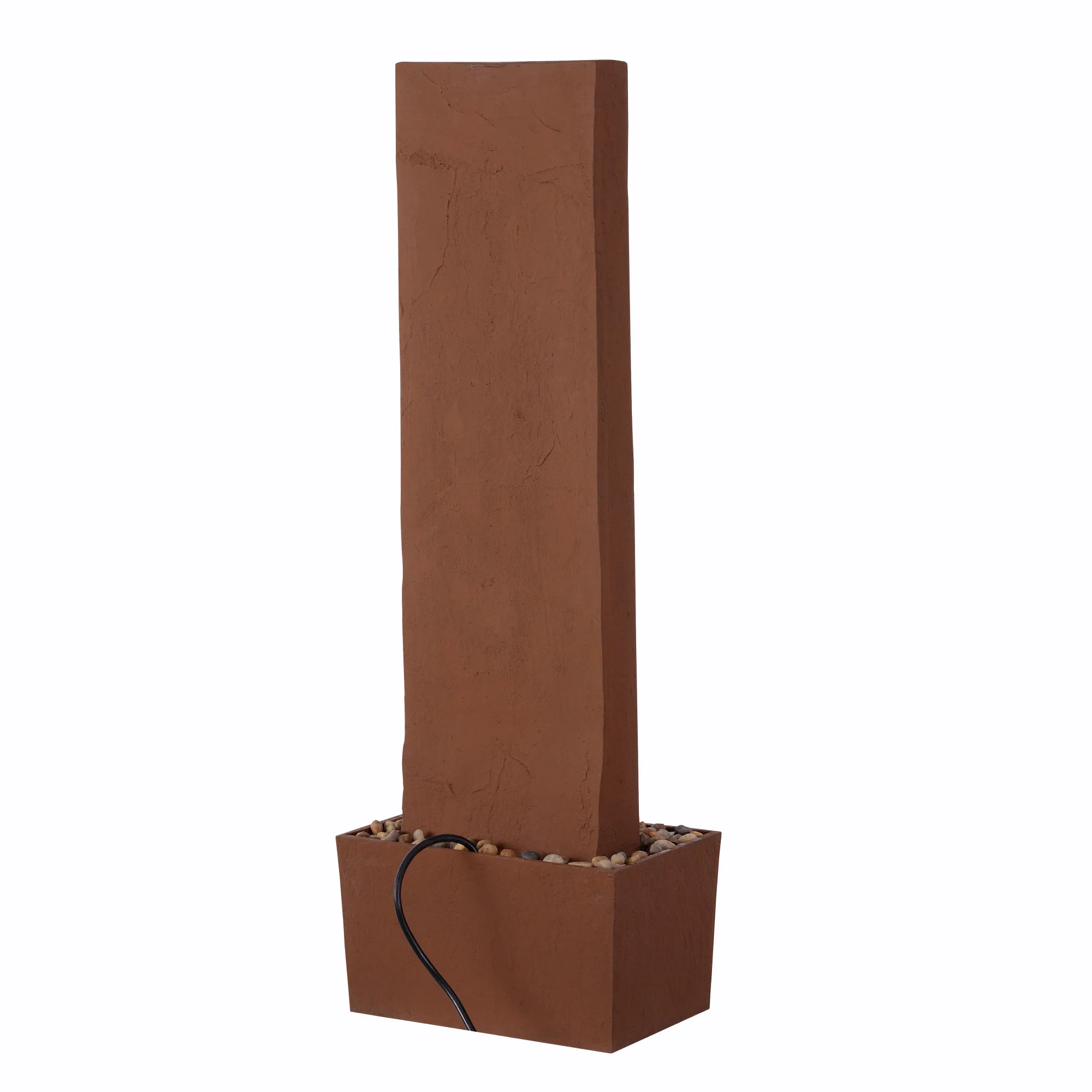 Teamson Home 38.5 Contemporary Outdoor LED Waterfall Fountain with Pebble Base