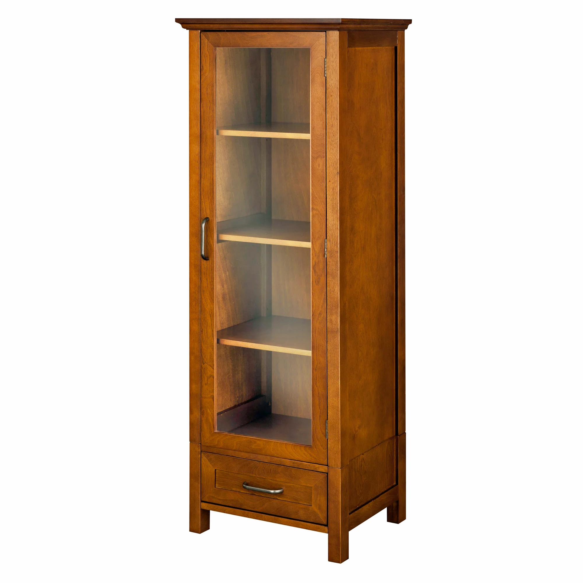 Teamson Home Avery Linen Tower Cabinet with Storage, Oiled Oak