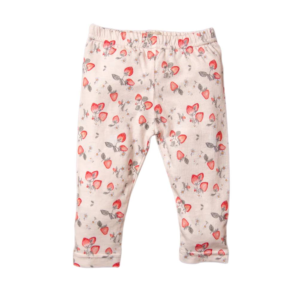 Strawberry jersey leggings - Peach