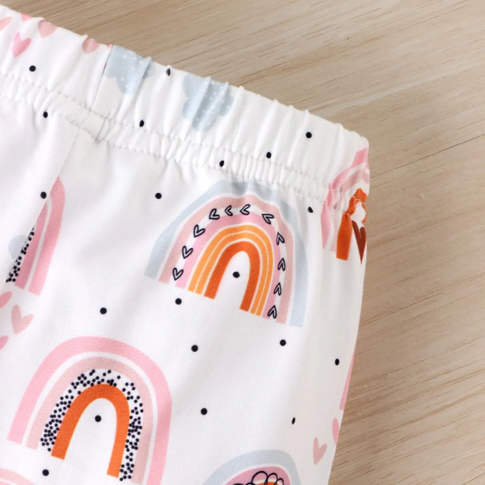 Autumn Girls' Rainbow Print Long Sleeve Round Neck Sweater Flare Pants 2 Piece Set Wholesale Girls Clothing