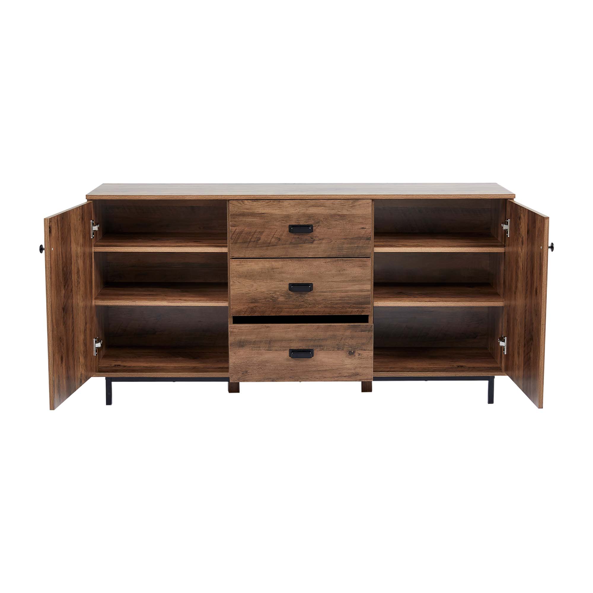 Teamson Home Brooklyn Sideboard with Storage Plus Metal Legs and Handles, Brown Acacia- FINAL SALE