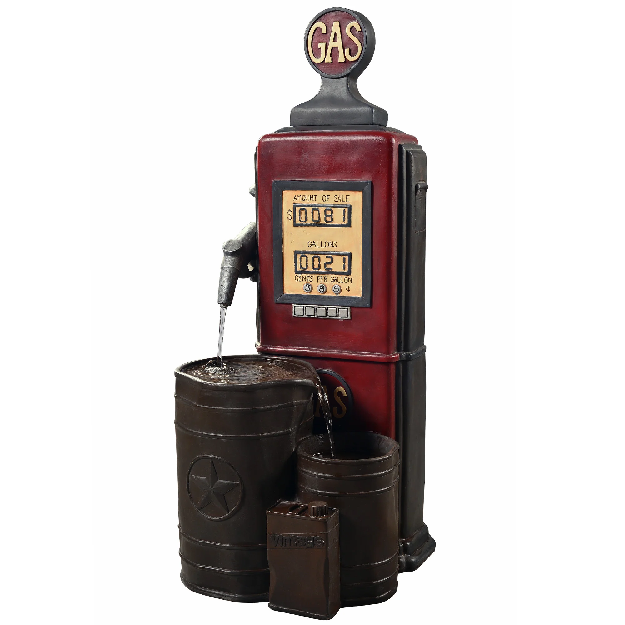Teamson Home 42.01 Vintage Gas Pump Outdoor Water Fountain, Multi