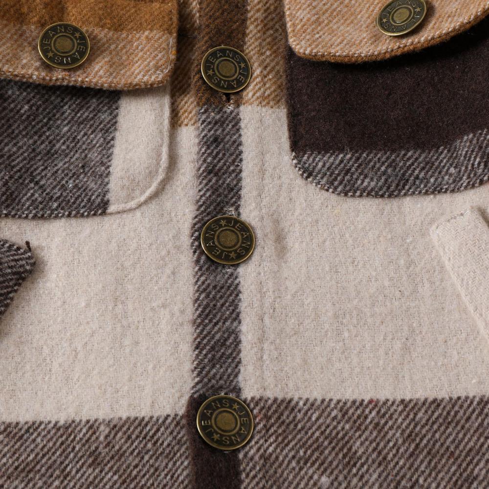 Boys' autumn and winter plaid lapel long sleeved jacket Wholesale Baby Boy Clothes