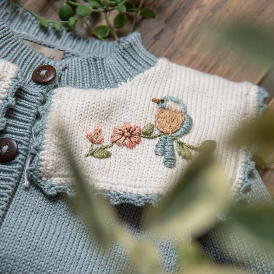 Little Birdie cardigan (Cotton) - Duck Blue
