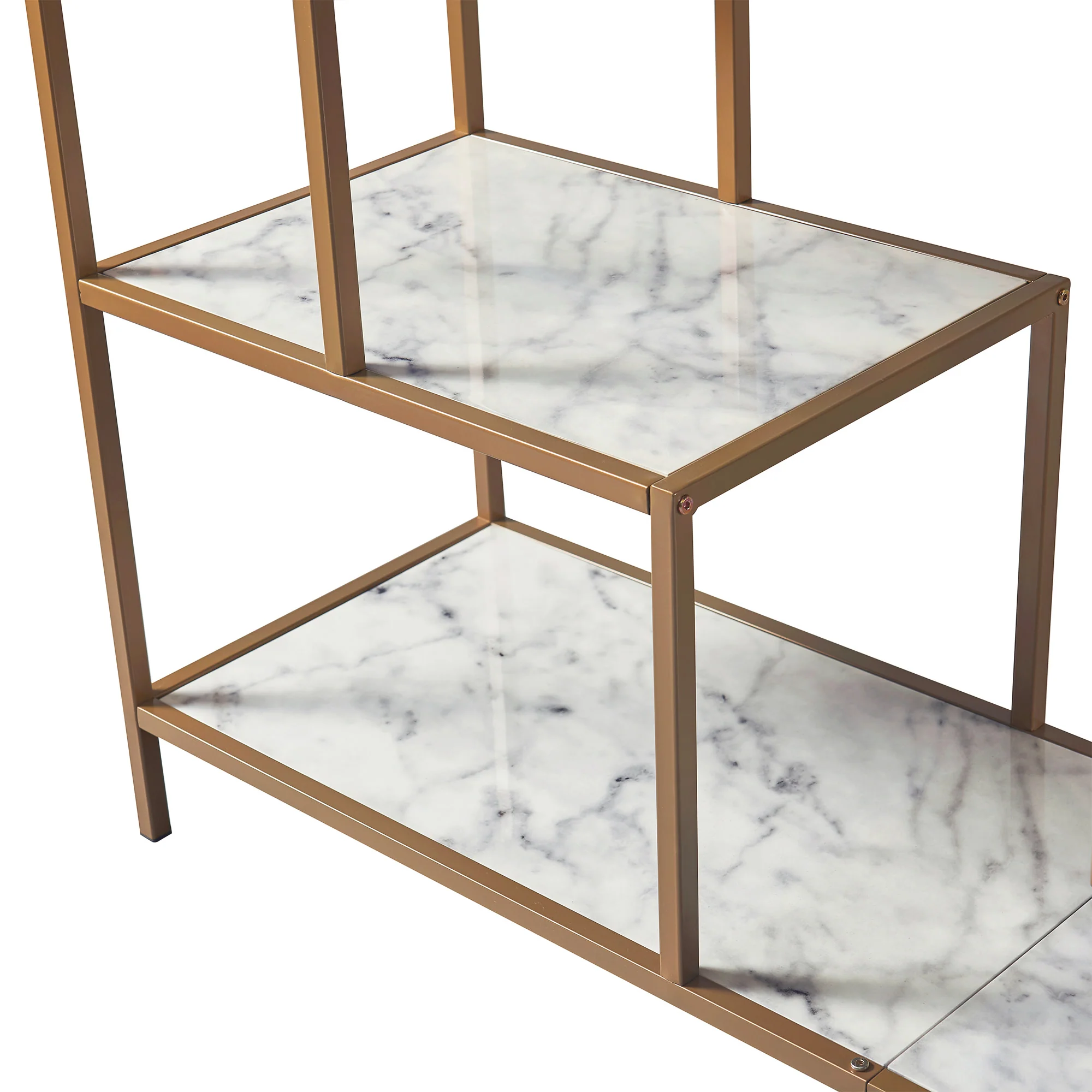 Teamson Home Marmo Modern Media Stand & Console Table, White/Brass -FINAL SALE