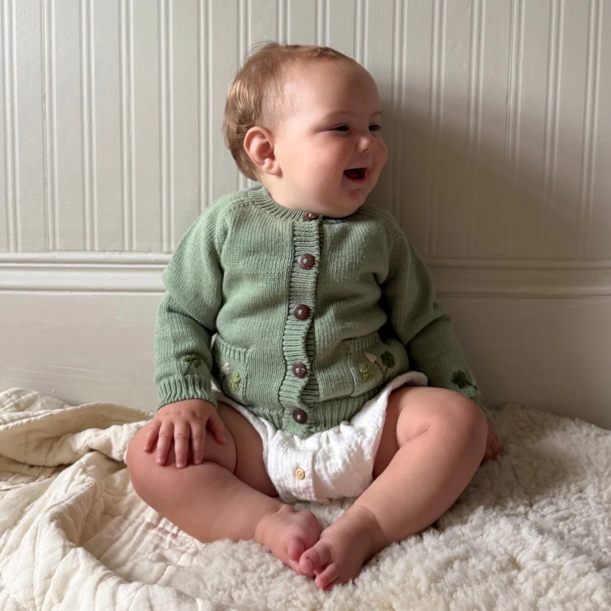 Clover cardigan (Cotton) - Sage