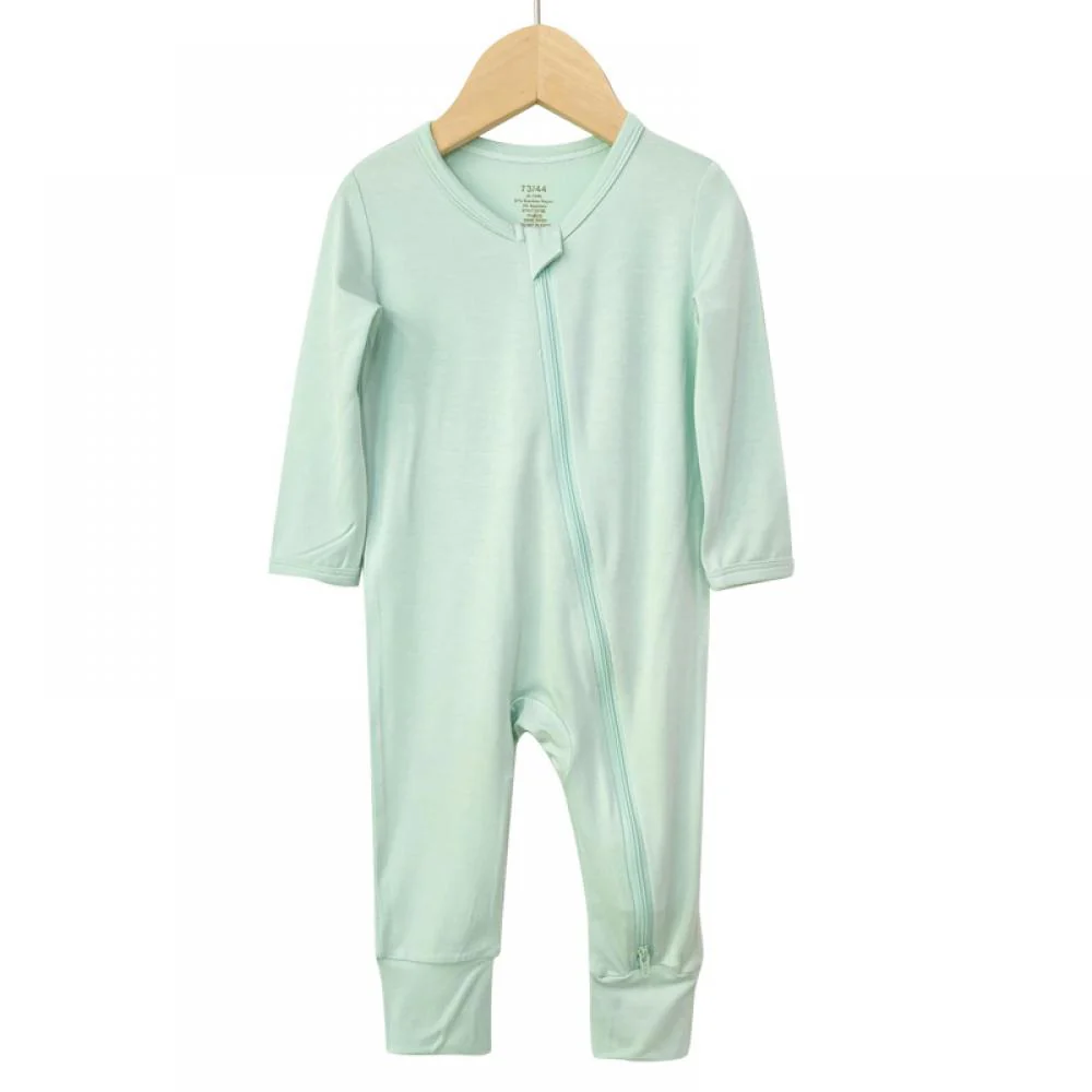 Children's clothing bamboo fiber baby conjoined spring and autumn long -sleeved newborn clothes baby climbing zipper pajamas Baby Wholesale Clothes