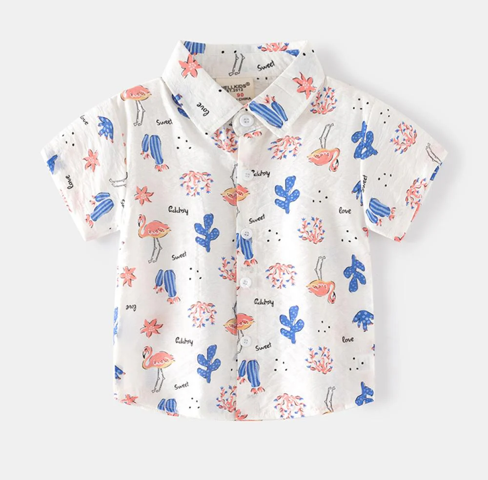 Summer Boys' Short Sleeve Fashion Pattern Shirt Wholesale Kids Clothing