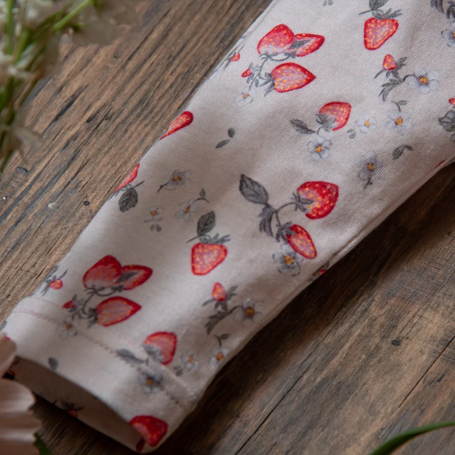 Strawberry jersey leggings - Peach