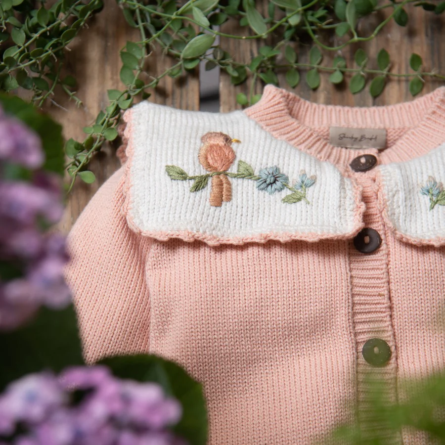 Little Birdie cardigan (Cotton) - Cantaloupe