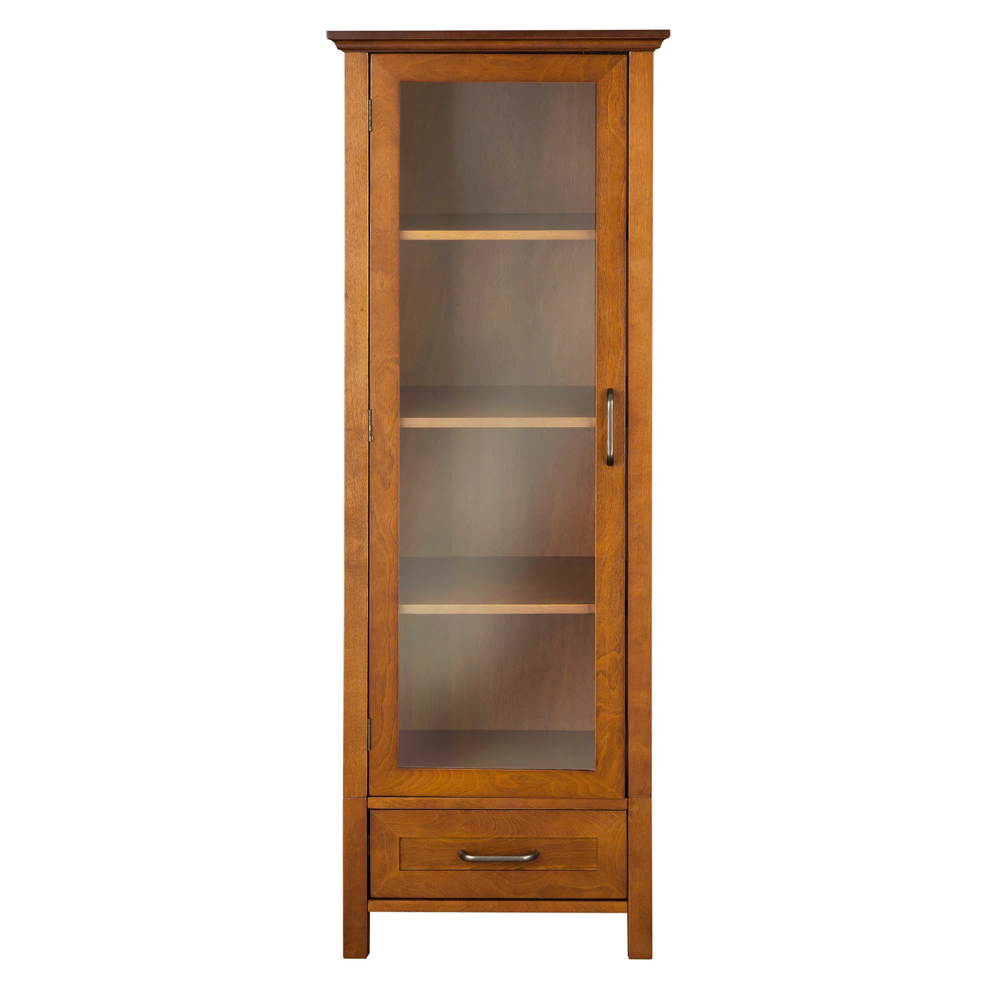 Teamson Home Avery Linen Tower Cabinet with Storage, Oiled Oak