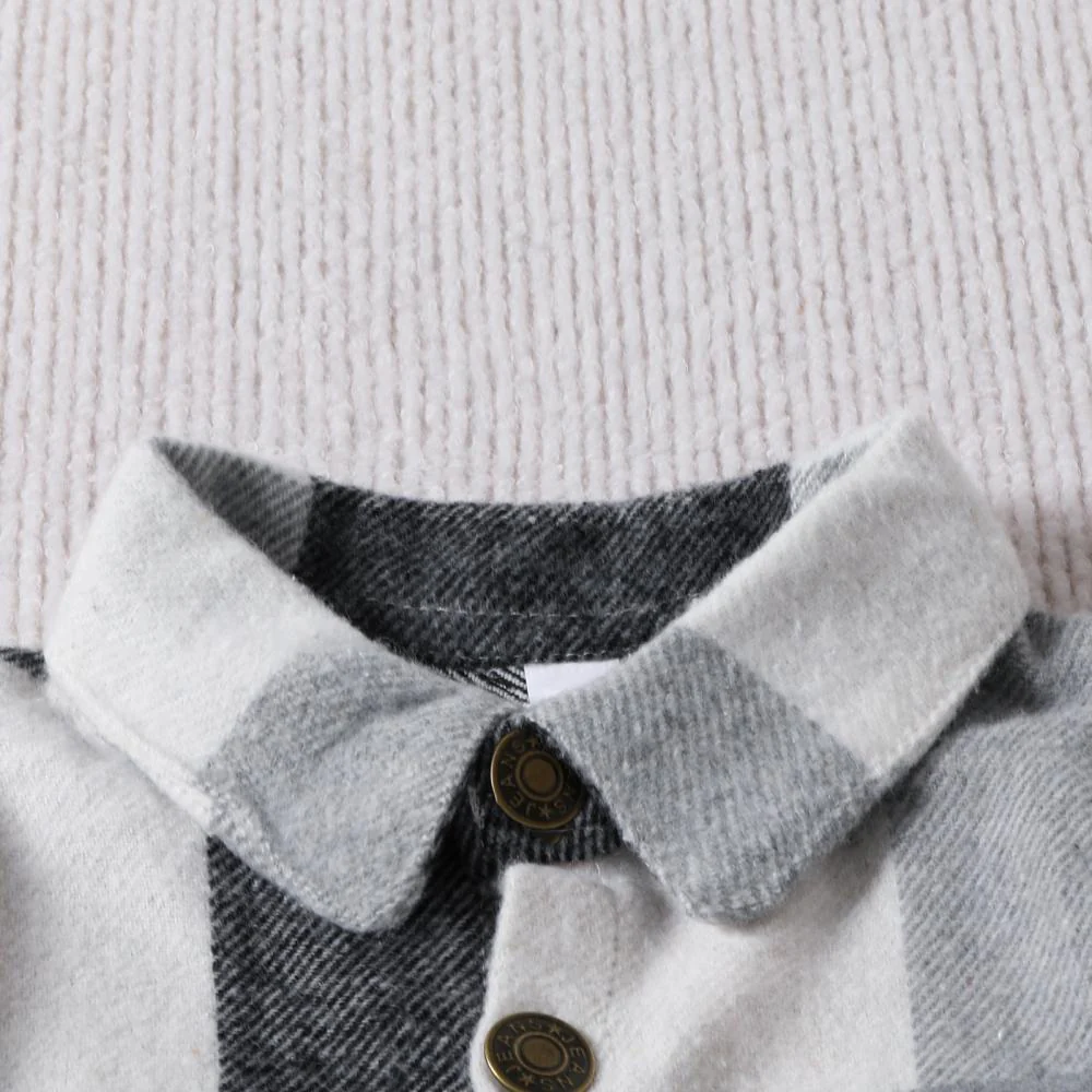 Boys' autumn and winter plaid lapel long sleeved jacket Wholesale Baby Boy Clothes