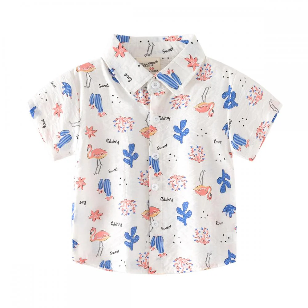 Summer Boys' Short Sleeve Fashion Pattern Shirt Wholesale Kids Clothing