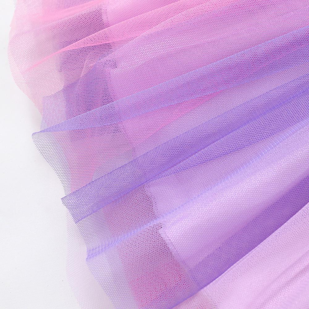 Girls' printed mermaid princess mesh short sleeved dress Wholesale Girls Dresses