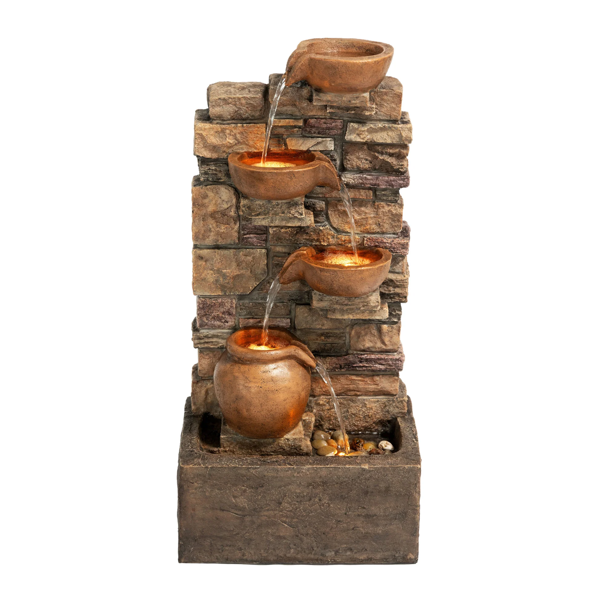 Teamson Home 28.5 Outdoor 4-Tier Cascading Water Fountain with LED Lights