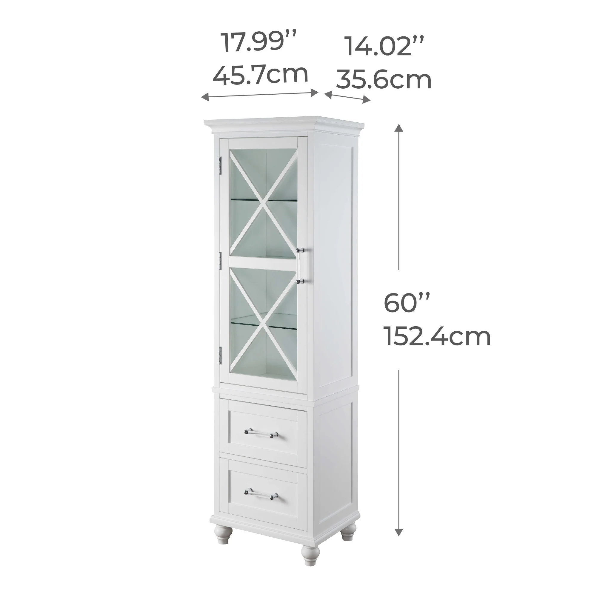Teamson Home Blue Ridge Linen Tower Cabinet with Adjustable Shelves, White