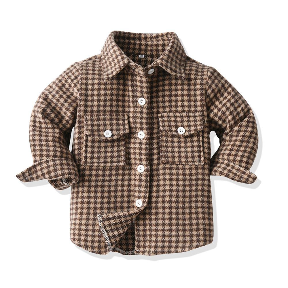 Spring and autumn children's long sleeved plaid shirt Wholesale Kids Clothing