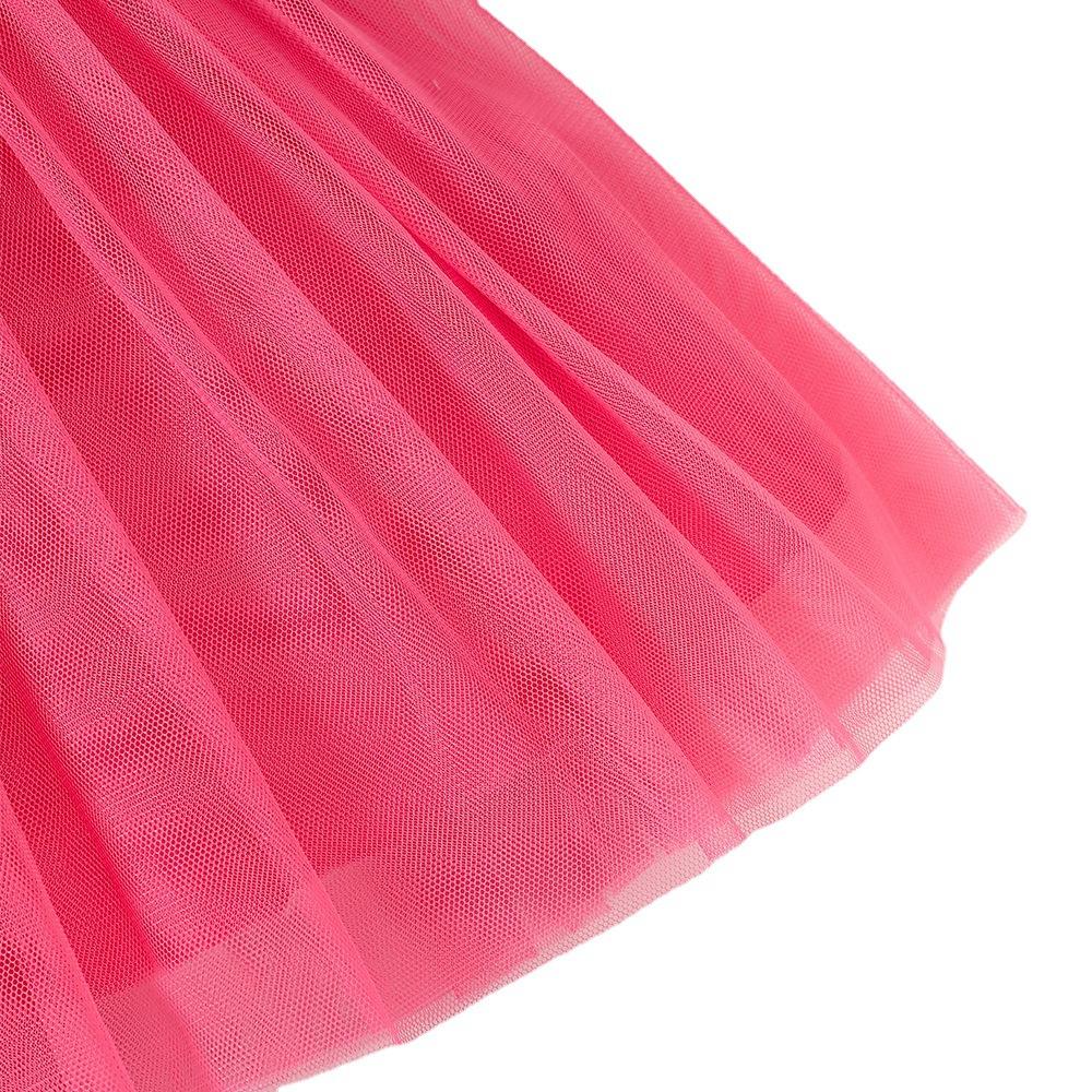 Girls' Summer Flying Sleeve Printed Cartoon Dress Pink Mesh Princess Dress Wholesale Girls Dresses