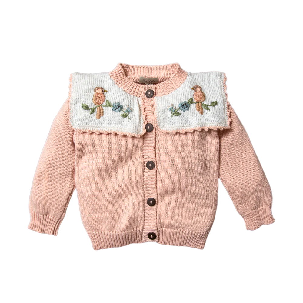 Little Birdie cardigan (Cotton) - Cantaloupe