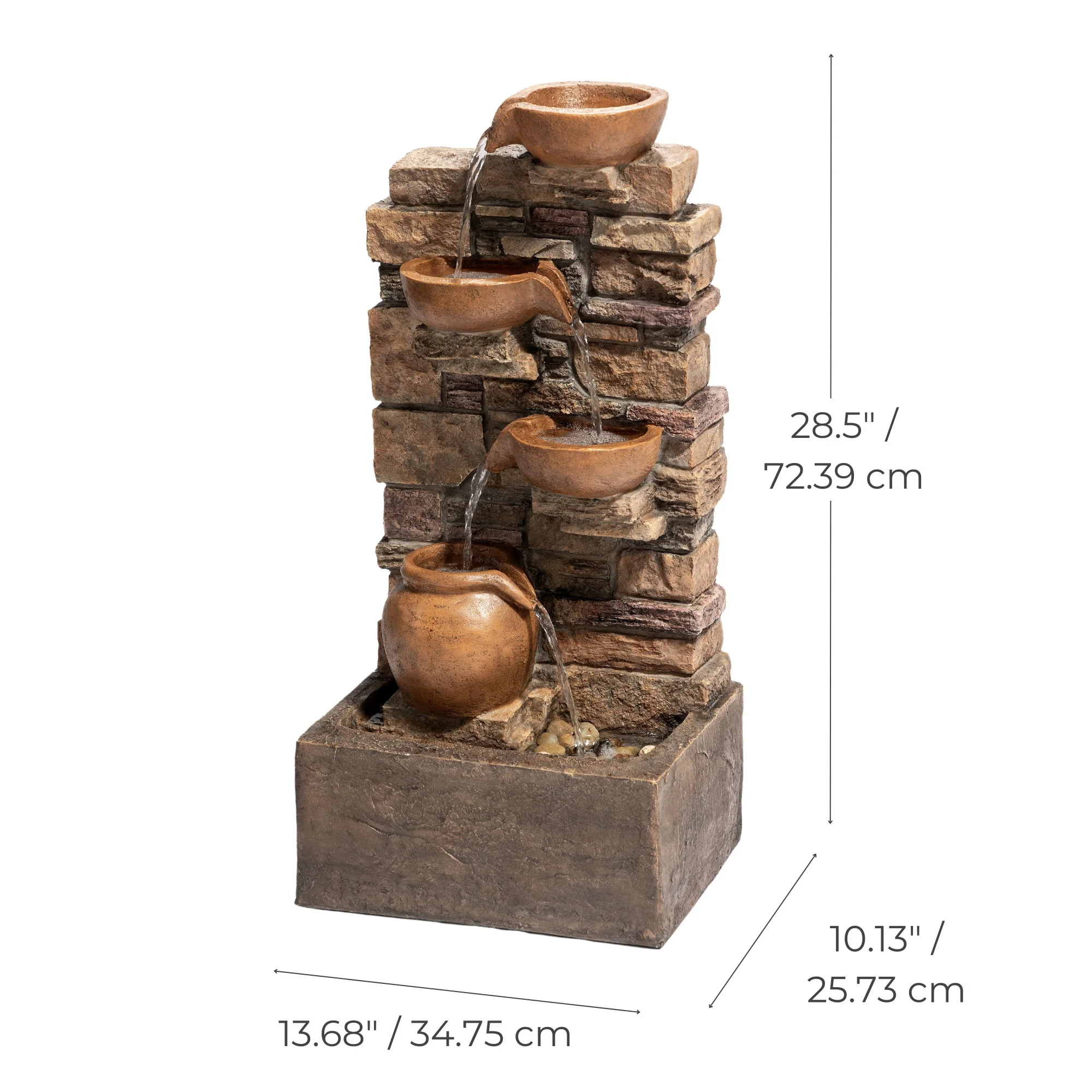 Teamson Home 28.5 Outdoor 4-Tier Cascading Water Fountain with LED Lights