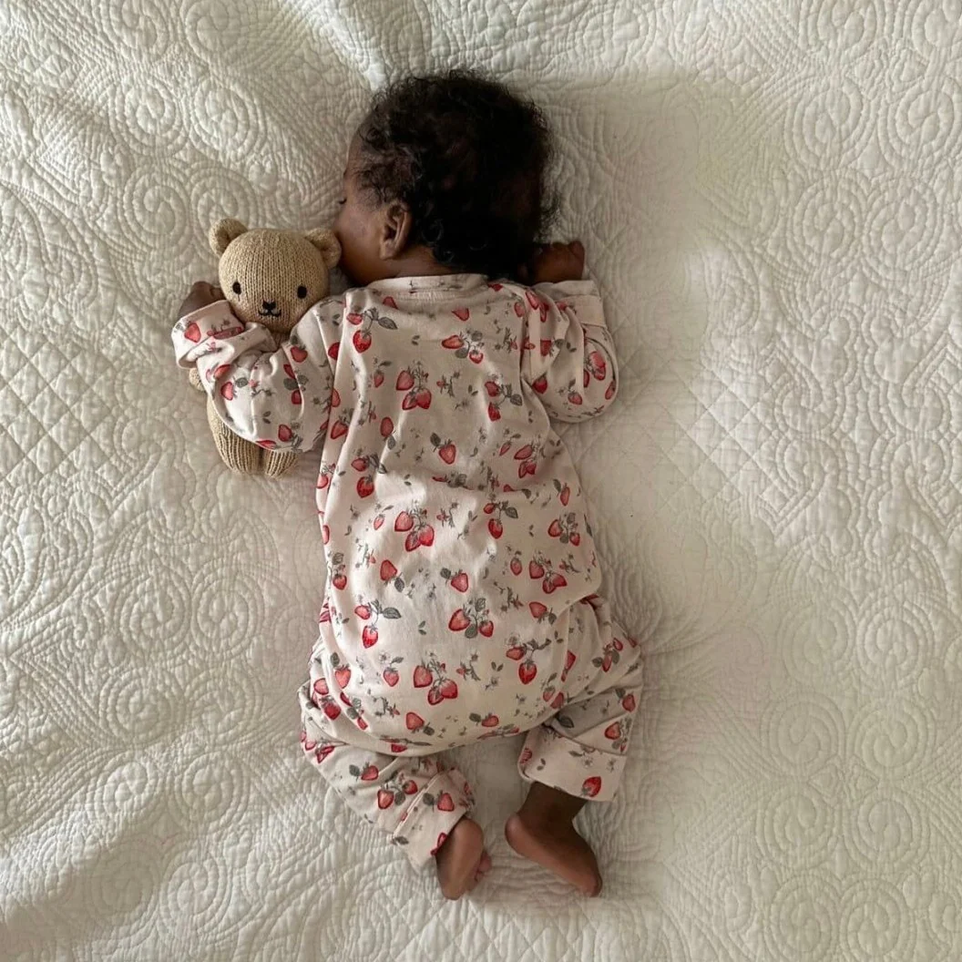 Strawberry jersey pyjamas - Peach