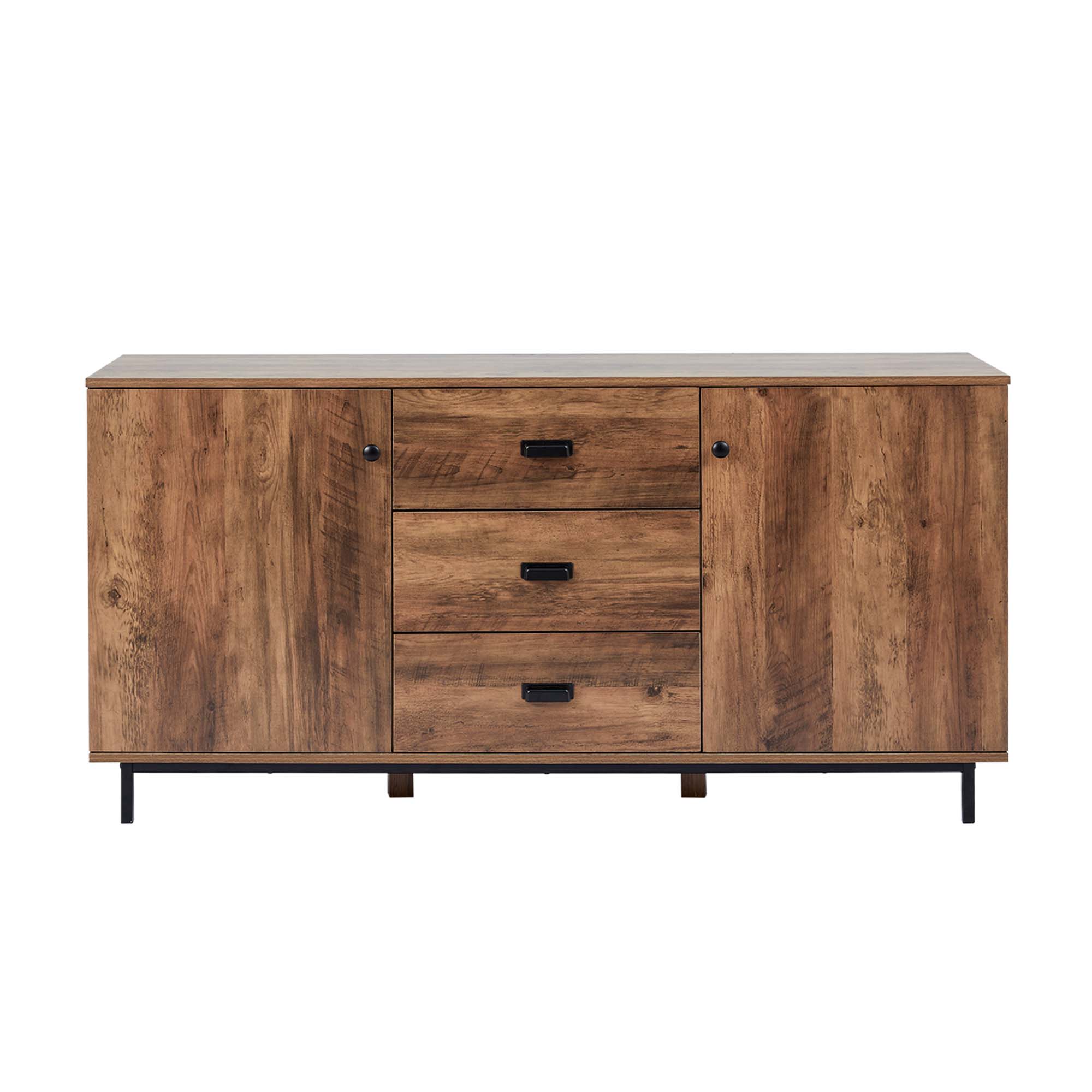 Teamson Home Brooklyn Sideboard with Storage Plus Metal Legs and Handles, Brown Acacia- FINAL SALE
