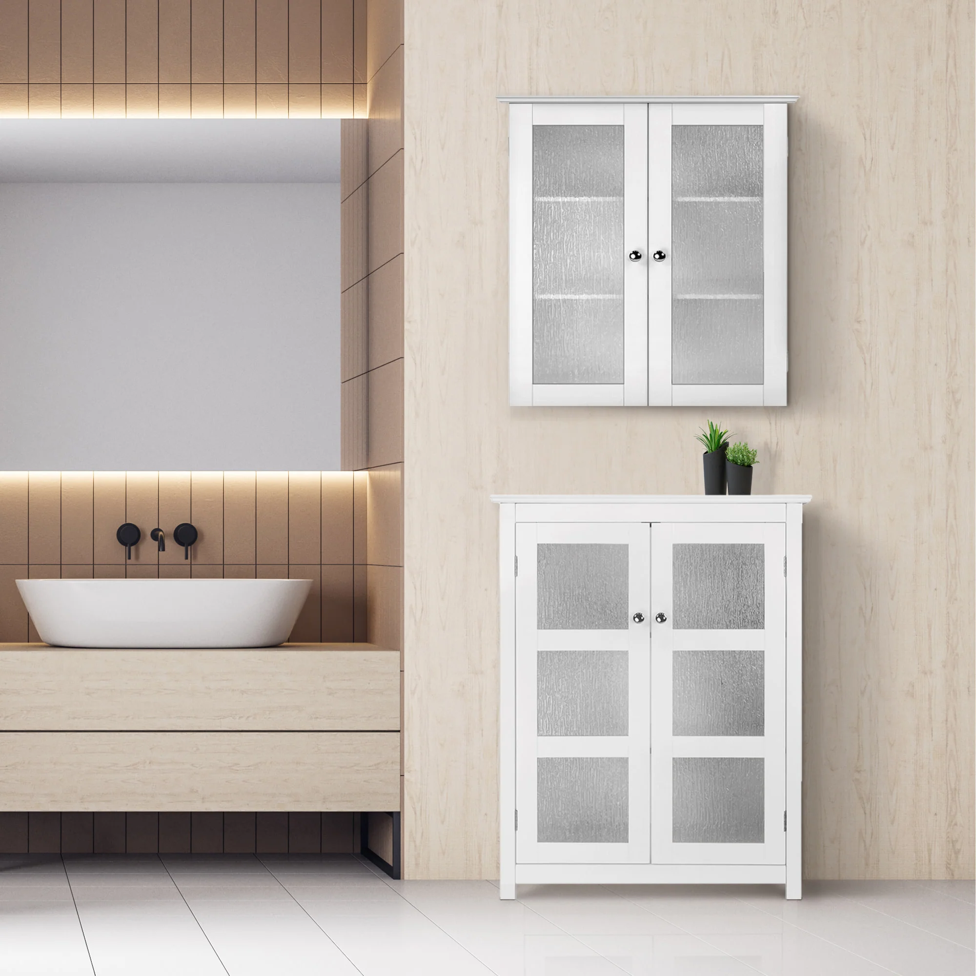 Teamson Home Connor Two-Door Floor Cabinet with Adjustable Shelf, White