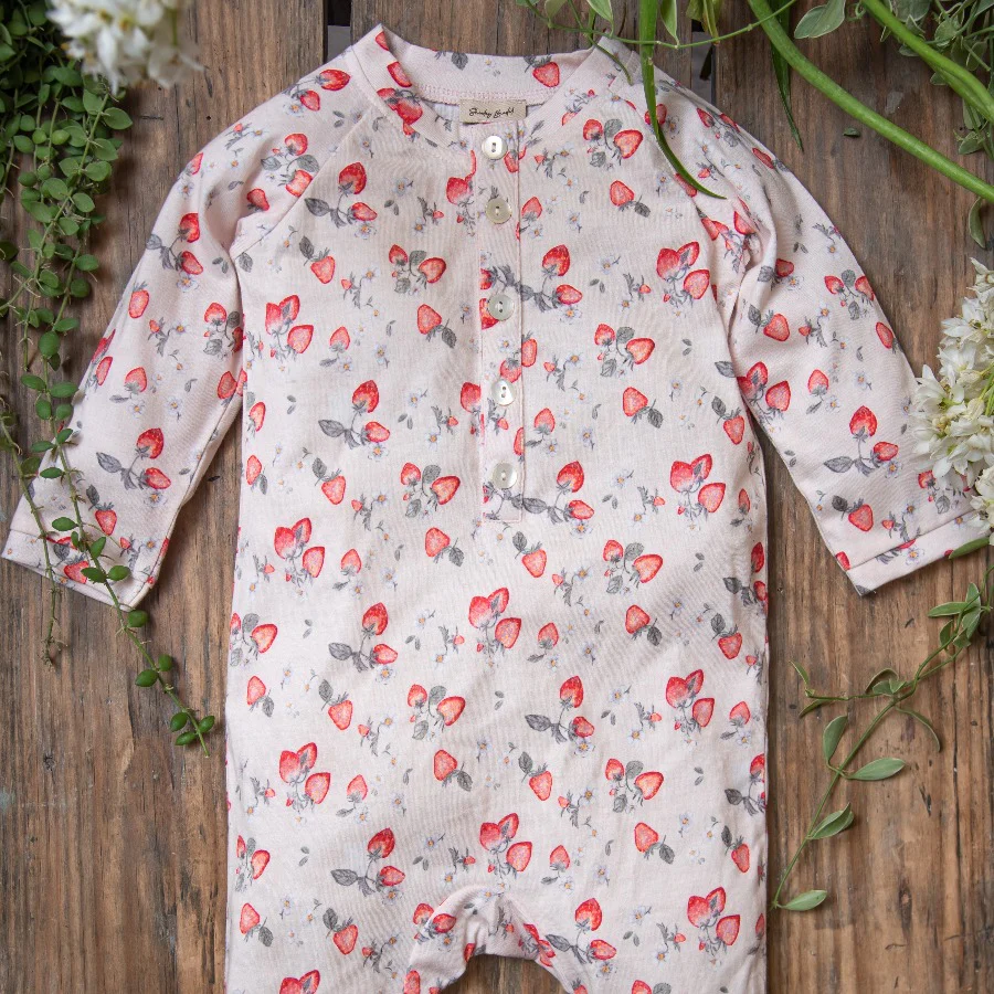 Strawberry jersey pyjamas - Peach