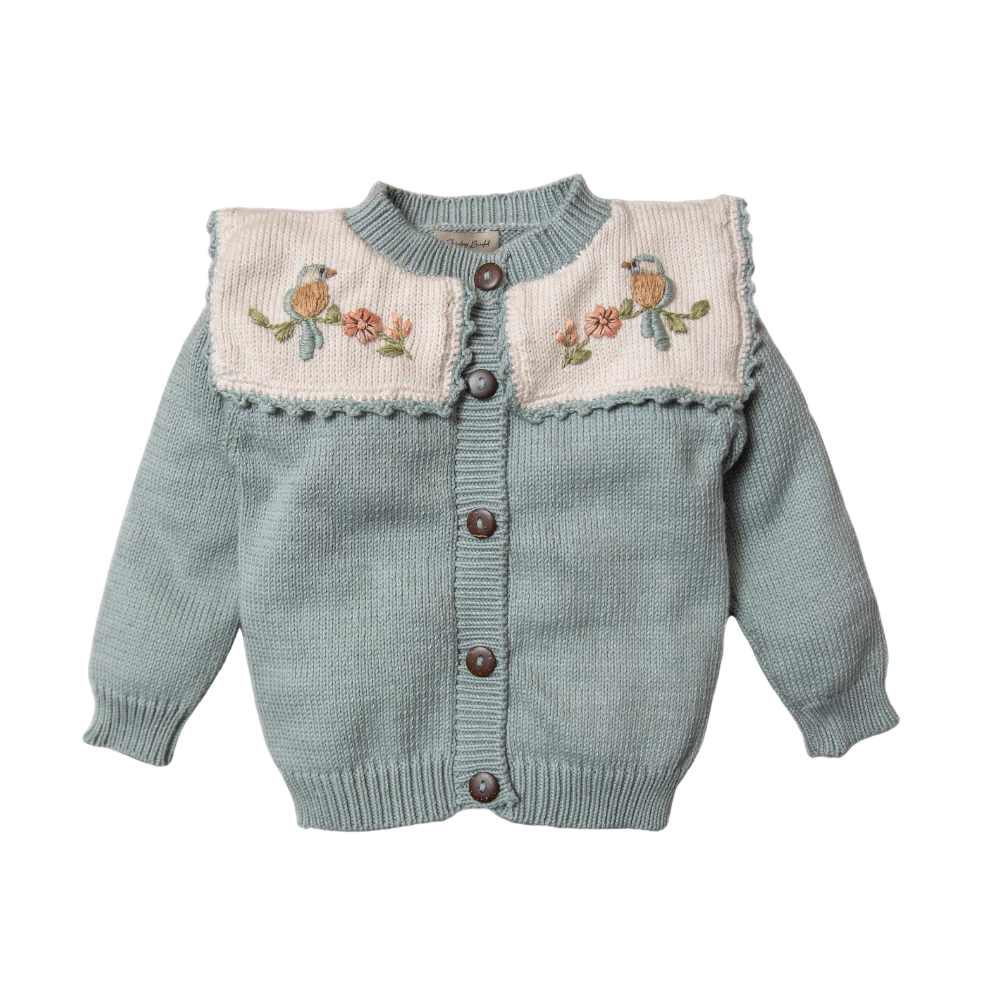 Little Birdie cardigan (Cotton) - Duck Blue