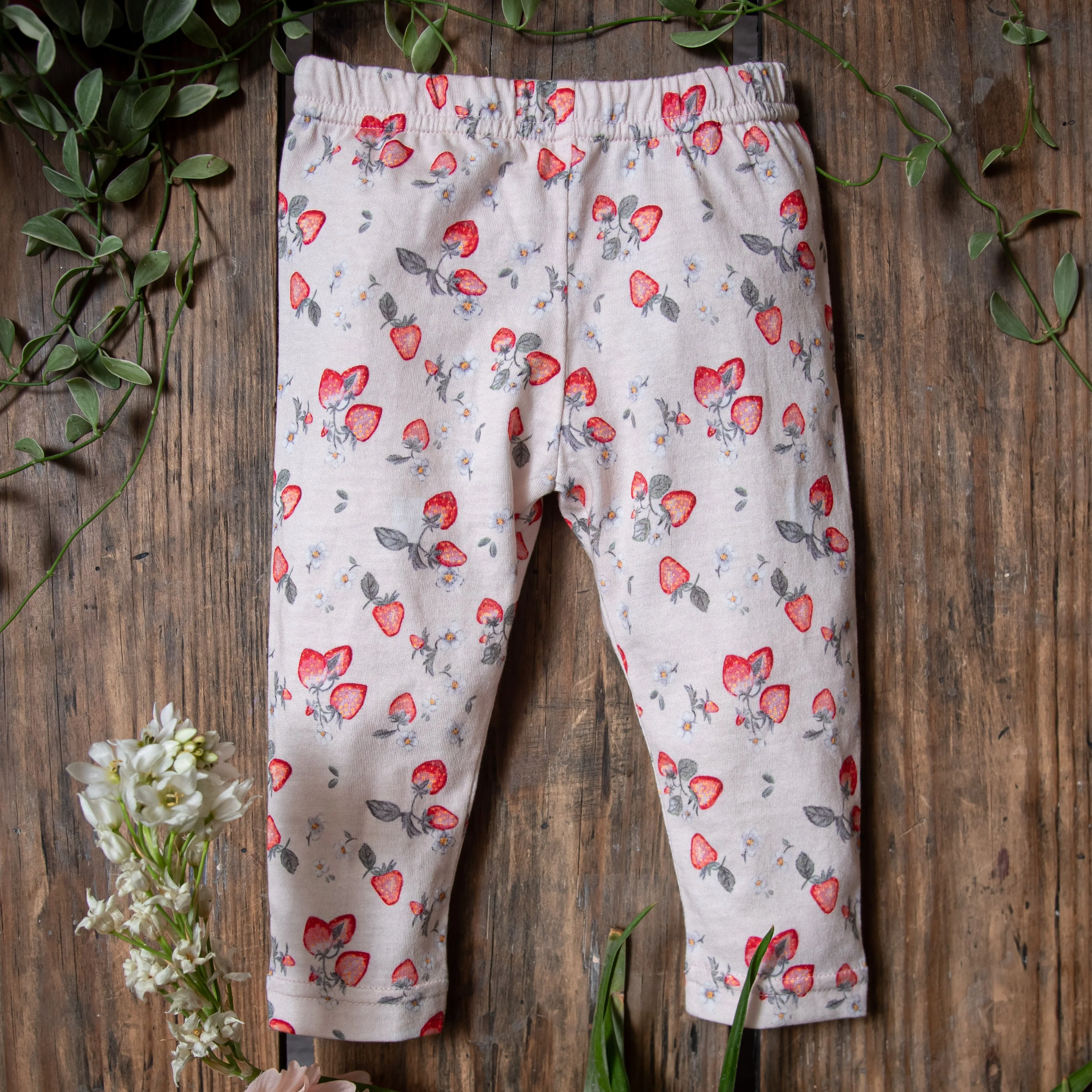 Strawberry jersey leggings - Peach