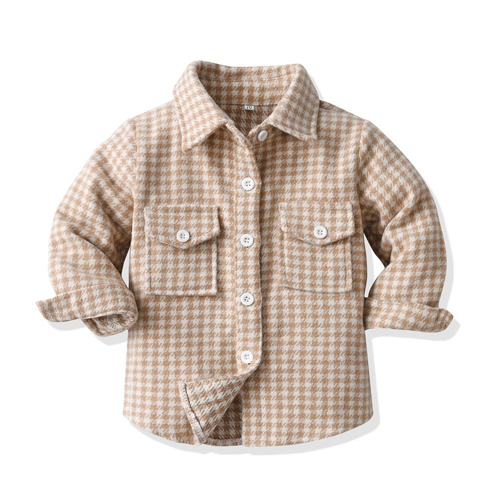 Spring and autumn children's long sleeved plaid shirt Wholesale Kids Clothing