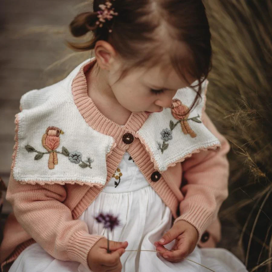 Little Birdie cardigan (Cotton) - Cantaloupe